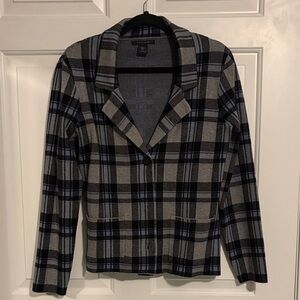 Tahari Plaid Blazer in Gray and Black